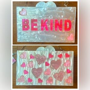 Bari Lynn Acrylic Hearts "BE KIND" Box Purse/Clutch ❤️